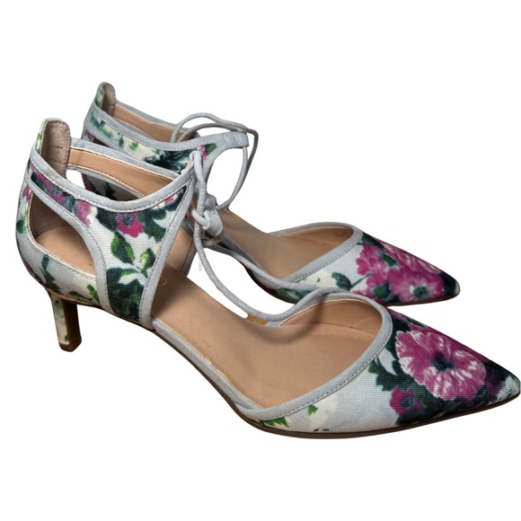 Franco Sarto Shoes - Franco Sarto Women’s Floral Lace-Up Pointed Toe Kitten Heels – Size 6.5 NWOT